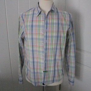 Untuckit Mens Multicolor Plaid Long Sleeve Button Front Shirt - Size Medium